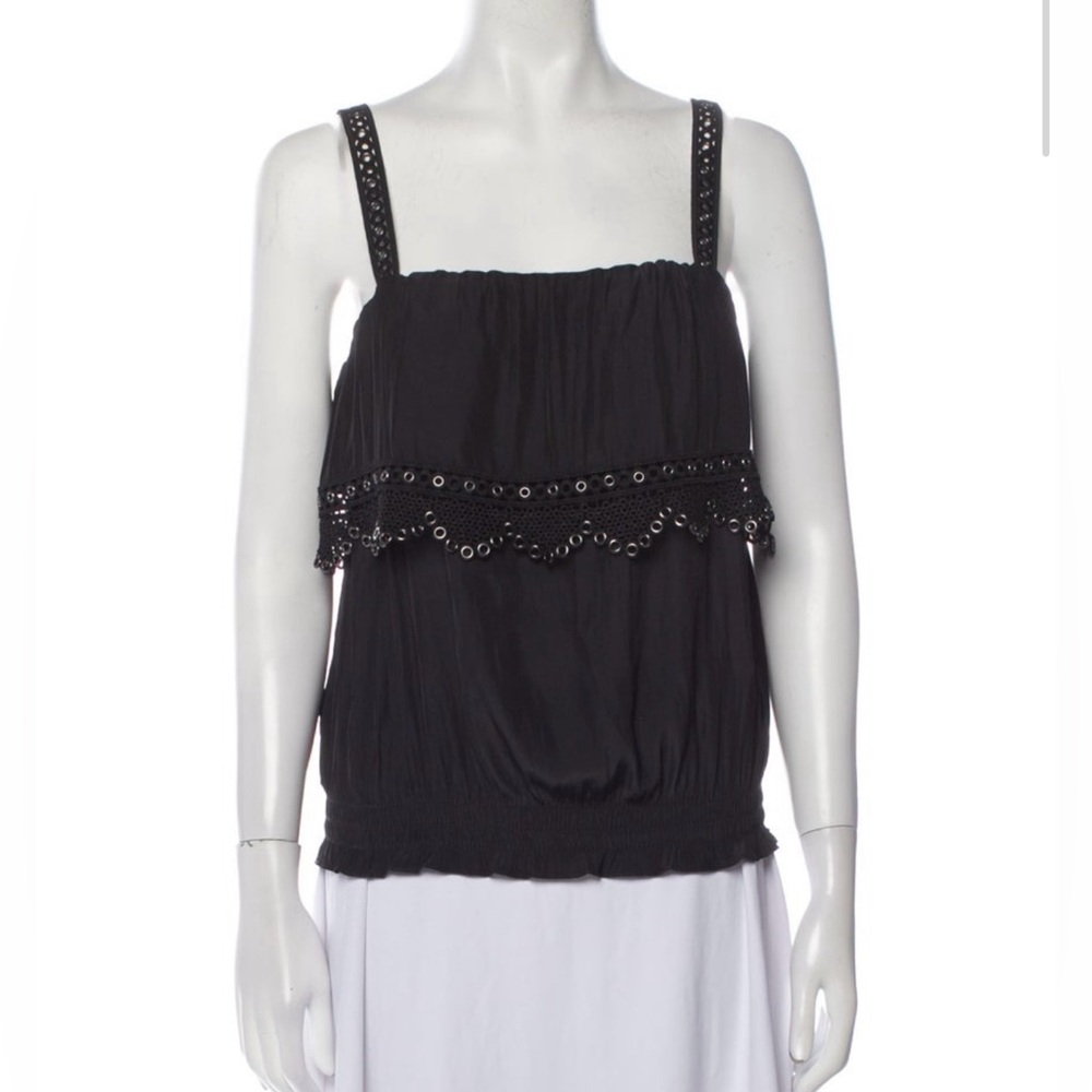 Ramy Brook Black Eyelet Tank Top, XS